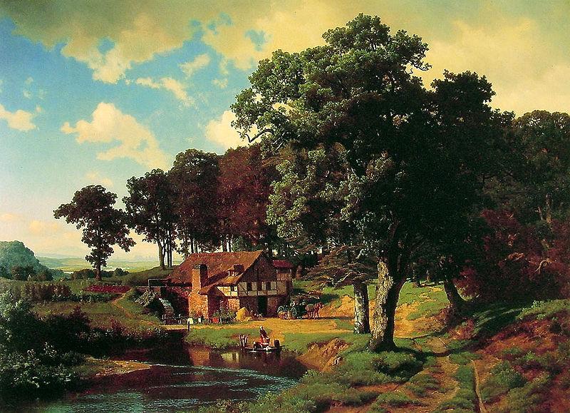 Albert Bierstadt A Rustic Mill (Farm Sweden oil painting art